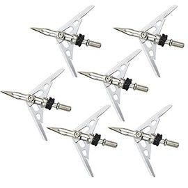 6 Pieces 125 Grain 2 Blades Screw-in Arrow Heads Arrow Tips 50mm Cutting Diamete for Outdoor Hunting Archery Broadheads Bow Hunting