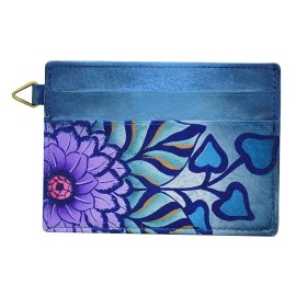 Anuschka NWT Anna by Anuschka Slim Leather Hand Painted Card Case Summer Bloom