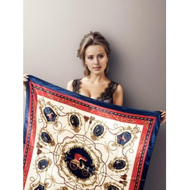 LA FERANI Designer Women's Silk Scarf Pink Classic Neckerchief Silk Chiffon Scarf Formal Occasions Cloth Wrap Scarf Lightweight 90 x 90 cm Bandana Silk Scarf Gift Stole Daughter Mother, Model 14