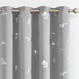 Vangao Kids Blackout Curtains for Bedroom Dinosaur 52W x 84L Grey 2 Panels