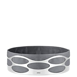 Stelton Embrace Bread Bowl, Bread Basket with Bread Bag, Stainless Steel, Cotton, Grey, Ø 23 cm, X-28-3-4