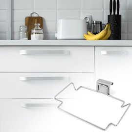 QWORK Stainless Steel Trash Bag Holder for Kitchen Cabinets, Cupboards & Doors, 2 Pack Under Sink Bag Holder, Garbage Bag Holder