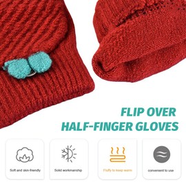 NJCXOLA 3 Pairs of Children's Half Finger Gloves, Warm Winter Gloves for Girls and Boys, Fingerless Finger Gloves with Flip Top Boys Girls Winter Gloves, 1-5 Years