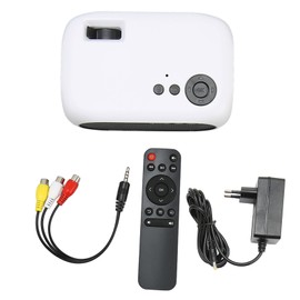 M24 Mini Portable Projector Multifunction 360 Degree Surround Sound Home Theater Video Projector 100‑240V White EU Plug