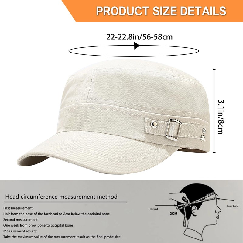 2 Pcs Mens Womens Beige Cadet Army Cap Military Hat