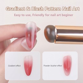 WOKOTO 2pcs Pink And Red Silicone Ombre Nail Brushes Picking Dotting Gradient Pen Brush Beveled Head Nail Ombre Brush For Acrylic Nails Painting Brush For French Nail Tip Design Manicure DIY Tools