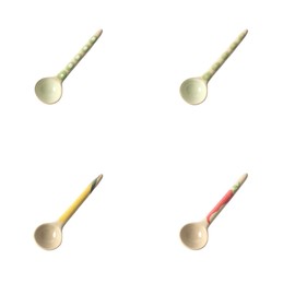 4-PCS hand-painted ceramic afternoon tea and coffee stirring spoon set, long-handled dessert spoons, handcrafted ceramic spoons, coffee spoons, teaspoons, size 4.9*1.3in (12.5*3.5cm) (pointed handle)