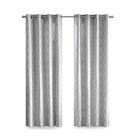 Sun Smart Albina Energy Efficient Blackout Curtain for Bedroom, Ogee Texture Luxury 1-Panel Pack Window Living Room Family-Room Kitchen, Grommet Top, 50''x84'', Grey