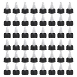 MECCANIXITY 48 Pack Twist Top Cap 24/410 Black Dispensing Squeeze Bottle Replacement Caps for Crafts, Arts, Glue, Liquids