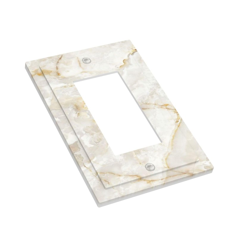 ybclf White Gold Marble Light Switch Cover 1 Gang Single