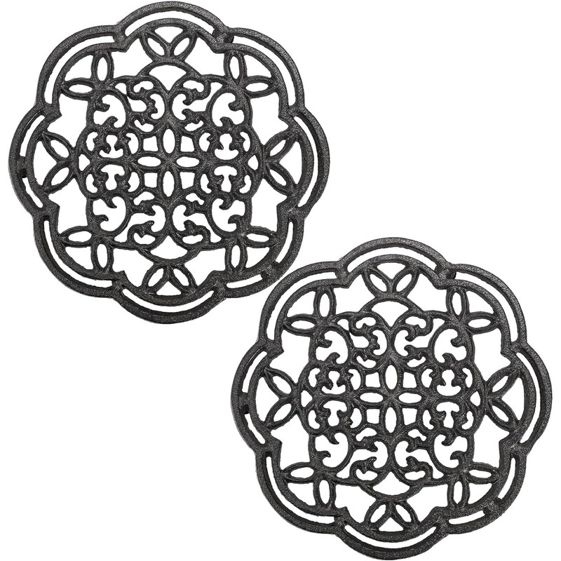 Yopay 2 Pack Cast Iron Trivet Heavy Duty, 7.7 inch