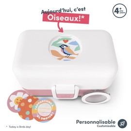 monbento - Kids Bento Lunch Box Tresor White/Pink - 3 Compartment - Ideal for Travels, Picnics, Activities – Customisable - BPA Free & Sturdy – White & Pink