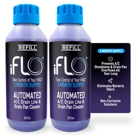 iFLO® Smart Automated A/C Drain Line and drain pan Cleaner Cartridge, 3 Month Supply, Includes 2 Packs of 36oz