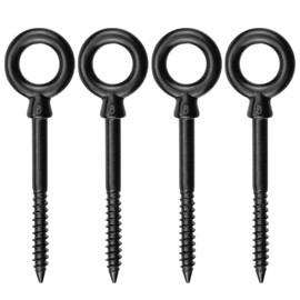 Antrader Eye Hooks Screw in Heavy Duty,Screw Hooks Eye Bolts for Wood Securing,Hammock Stand, Indoor & Outdoor Use,Black (M6)