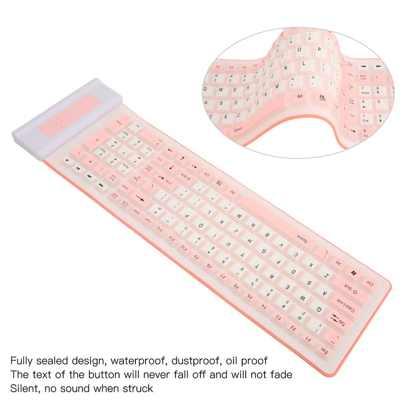 Silicone Keyboard 107 Keys Waterproof Dustproof Folding Two Colors 2.4G