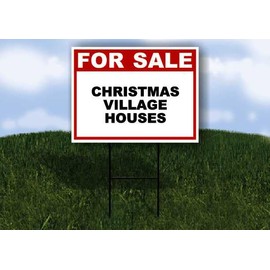 CHRISTMAS VILLAGE HOUSES For Sale Whte Red Black 1 Double Sided 18x24 in Yard Road Sign w/stand