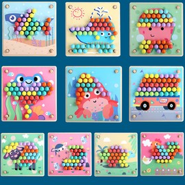 Montessori Educational Toy, Bead Puzzle, Colorful Wooden Toy, Storage Bag Included, Fingertip Training, Study Numbers, etc., Multi-functional, Bajoy Children's Thinking Skills, Girls, Boys, Birthday, Christmas Gift