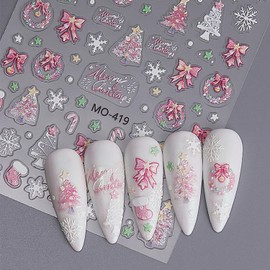 Christmas Nail Stickers Christmas Tree Nail Decals 3Pcs Xmas Nail Art Stickers Cute Nail Design Snowflake Santa Claus Nail Art Supplies Self Adhesive Christmas Nail Art Decals for Women DIY Manicure