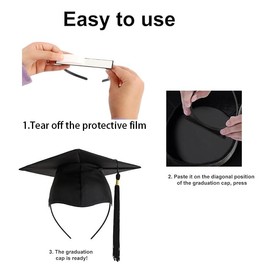 AKAZA 2 Pack Graduation Cap Headband, Firm Anti-fall Hair Band for Graduation Cap, Hat Accessories for Graduates (Black, Rectangle)