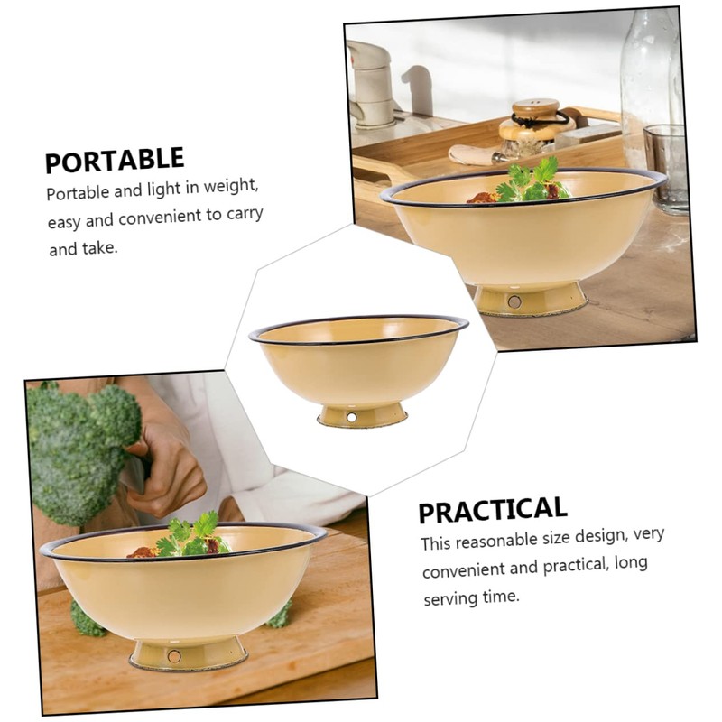 MAGICLULU Household Enamel Bowl Useful Instant Noodle Bowl Vintage Food
