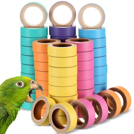 Skyygemm 60 Pcs Fatty Bagels Bird Toys Bulk for Parrots Durable Cardboard Core Bird Toy Chewing Shredding Foraging Play Foot for Medium and Large Parrot Mini Macaws African Greys Cockatoos