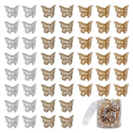 50 Pieces Assorted Color Butterfly Hair Clips, Beautiful Mini Butterfly Hair Clips Hair Accessories for Women and Girls (50 Pack Gold, silver, copper)