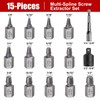 15 Pieces Screw Extractor Set, Easy Out Bolt Extractor Kit,