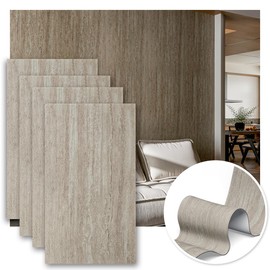 3D Wall Panels Faux Stone Wall Panel for Exterior/Interior Wall, MCM Walls Natural 4PCS 47.2"x23.6" / 30.94 sq ft (Travertine Stone Yellow)