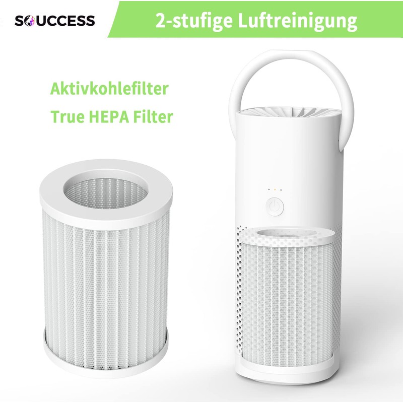 SOUCCESS Air Filter Replacement Filter, 2-in-1 True HEPA Filter and