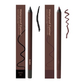Occasionalous Eyeliner, 24 Hr Waterproof Eyeliner Double Sharpenable Eye Pencil, No Smudging, Fading, Smooth and Easy to Color (Black+purple red)