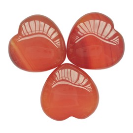 Manekieko Pack of 3 Natural Red Agate Bag Palm Tree Thumb Healing Crystal Heart Love Worry Stones 25 mm Reiki Balance Crystal and Healing Stones