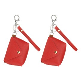 PATIKIL Coin Purse Keychain, 2 Pack Mini Cute Tote Bag Key Chains Earphone Pouch Coin Bag Keyring Handbag Decoration Purse Charm Pendant Keychain, Red