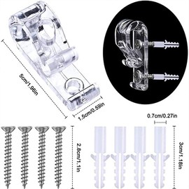 ZUJIACUN 8 Pcs Clear Plastic Curtain P Clips, Child Safety Cord Holder for Roller & Vertical Blinds, Includes Screws & Pillars, Ideal for Roman Shades & Curtains