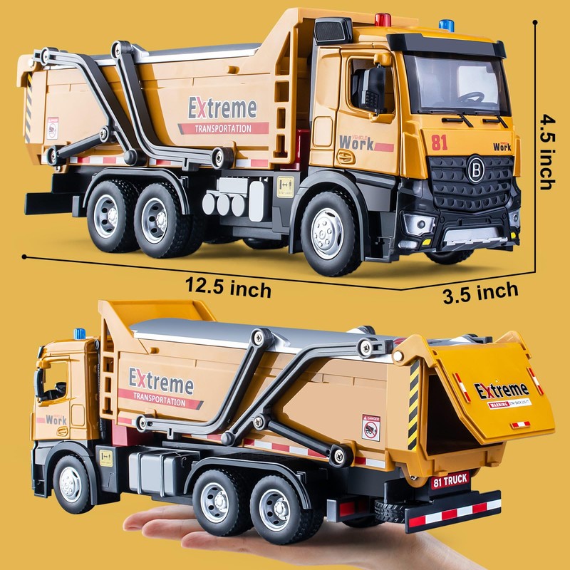 HAPYAD Dump Truck Toy Metal Cab, Friction Powered Large Dump