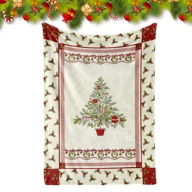 Christmas Throw, Christmas Blanket, Christmas Fleece Throw Blanket, Christmas Plush Throw Blanket for Couch, Sofa, Bed, Christmas Party, Gift, Birthday Gift (White)