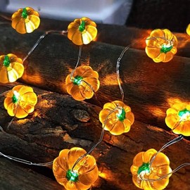 ENLACE LED Kürbis-Lichterkette, 2 Meter, 20 LEDs, Batteriebetrieb, Orange