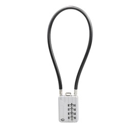 SISAV 30CM/12in Long Cable Locks Cable 4-Digit Combination Lock Re-settable Combination Security Cable Lock Luggage Suitcase Gun Helmet Cable 5mm Diameter Silver