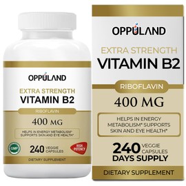 oppuland - Riboflavin Vitamin B2 Supplement - B-2 Vitamin - Boosts Energy Metabolism & Cellular Function - Daily Nutritional Supplements for Men & Women - 400 mg Capsules - 240 Count