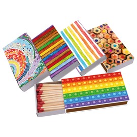 jameitop® XL Matchboxes, 10 cm with Rainbow/Pride/Peace Design Matches, Pack of 5 x 45