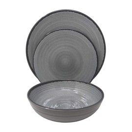 Gianna's Home 12 Piece Modern Melamine Heavyweight Plastic Dinnerware Set (Gray)