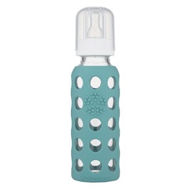 Lifefactory 9oz Glass Baby Bottle 2pk Bundle with 2 Stage 3 Nipples (Kale/Kale)