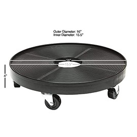 DeVault Enterprises DEV3000B 16" Rolling Plant Dolly/Caddy - Black - Steel Casters w/Rubber Wheels - 500lb. Capacity