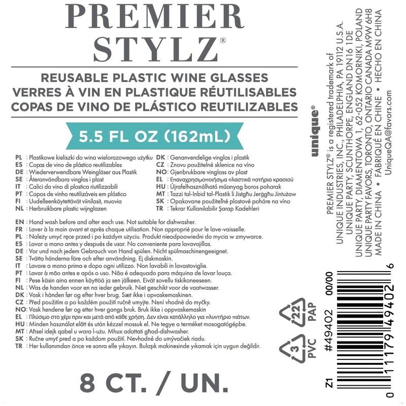 Clear Plastic Wine Glasses (5.5 Oz) 8 Count - Premium