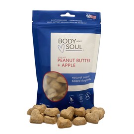 Body and Soul Peanut Butter + Apple Dog Treats – Baked Superfood Biscuits with Oats, Barley & Quinoa –All-Natural, No Fillers – Crunchy Daily Dog Treats, Made in USA, 10oz