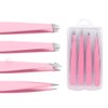 Pink 4pcs Tweezers Set Multifunction Eyebrow Tweezers Stainless Steel Hair