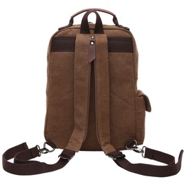 WTiger Canvas Backpack Unisex Medium Size Casual Shoulder Bags Travel Cross Body Sling Bag Coffee