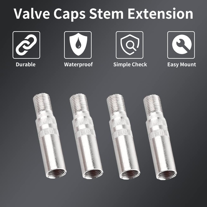 Car Valve Stem Extenders 4cm, 4 Pcs Screw-on Tire Valve