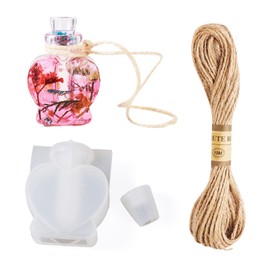 Craftdady 1Pc Heart Shape Drift Bottle Silicone Mold, Love Wishing Bottle Resin Casting Mold, Heart Bottle Pendant DIY Silicone Mold, Small Bottle Mold for DIY Crafts Keychain Jewelry Making