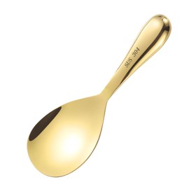 Ceiteo 8 Inch Gold Rice Spoon Kitchen Utensil, 304 Stainless Steel Rice Scooper No Rust Rice Paddle Spoon Rice Spatula, Kitchen Serving Spoon for Rice