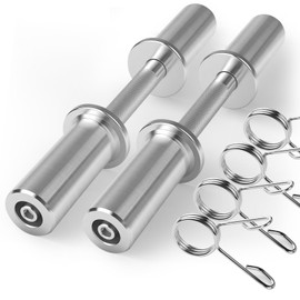 Pair of 16" Olympic Dumbbell Handles – Loadable Dumbbell Bars for 2" Olympic Weight Plates (150LBS Weight Capacity), Ideal for Home Gym Strength Training – Includes 2 Pairs of Spring Collars